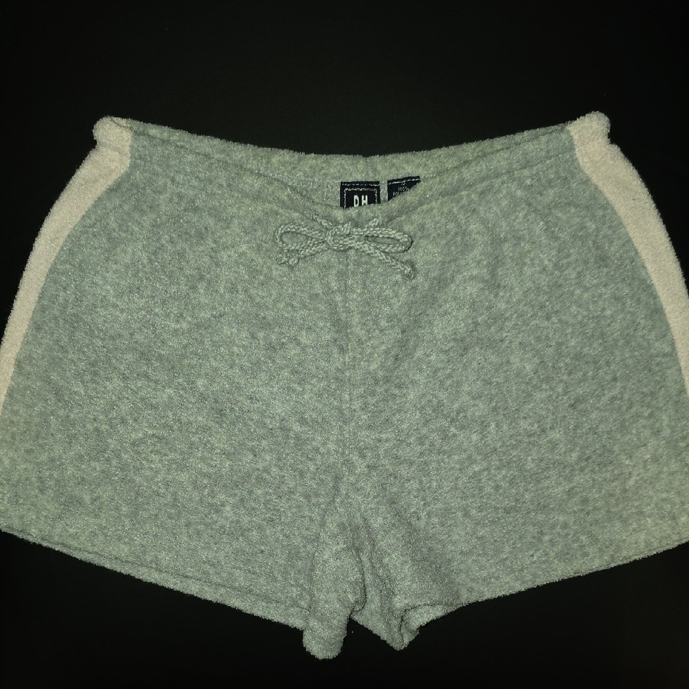 2 Pairs Of Shorts Derek Heart Gray and Cream Athletic Shorts And Blue Shorts.